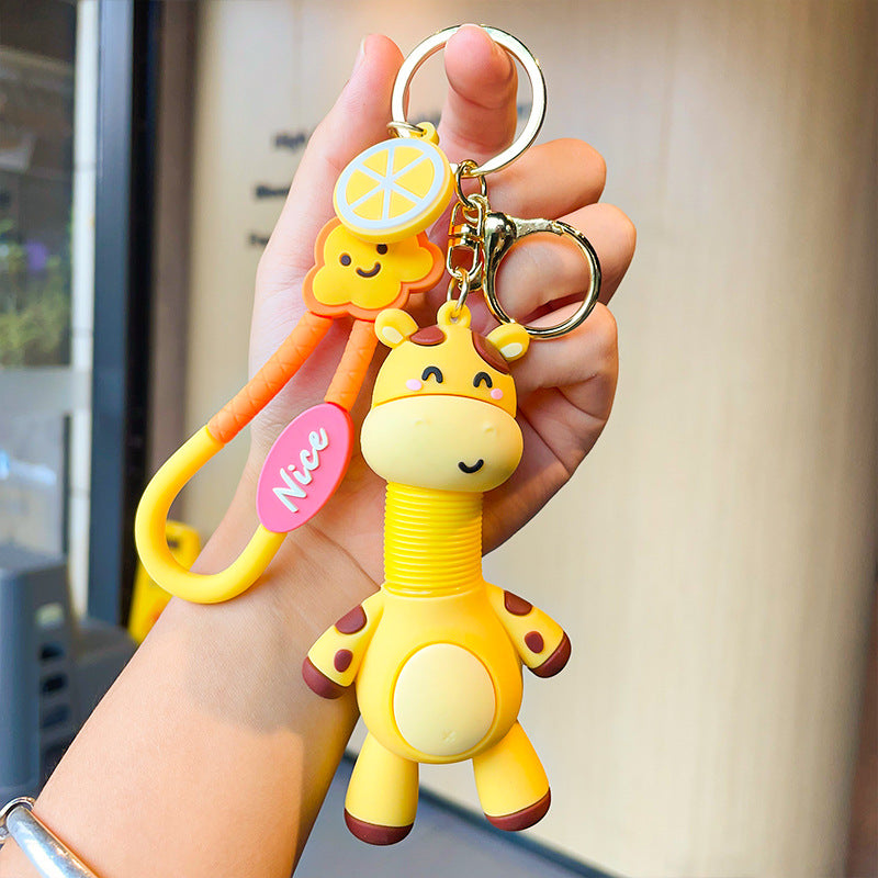 Wholesale Cartoon Doll Telescopic Neck Giraffe Silicone Keychain